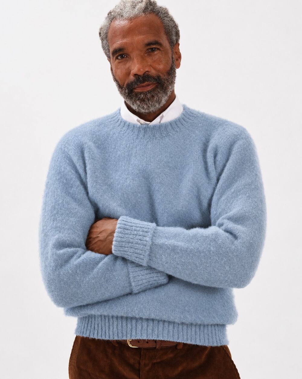 Shaggy Dog J. Press Shetland Wool Classic Fit China Blue Mens Sweater Small